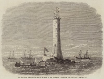 Sir Frederick Arrow laying the Last Stone of the Wolf-Rock Lighthouse, off Land